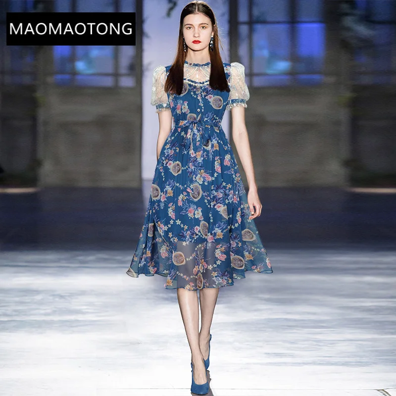 Fashion Designer Summer Midi Dress Women's Mesh Puff sleeve Beading Floral print Vintage Party Dress
Fashion Designer Summer Midi Dress Women's Mesh Puff sleeve Beading Floral print Vintage Party Dress