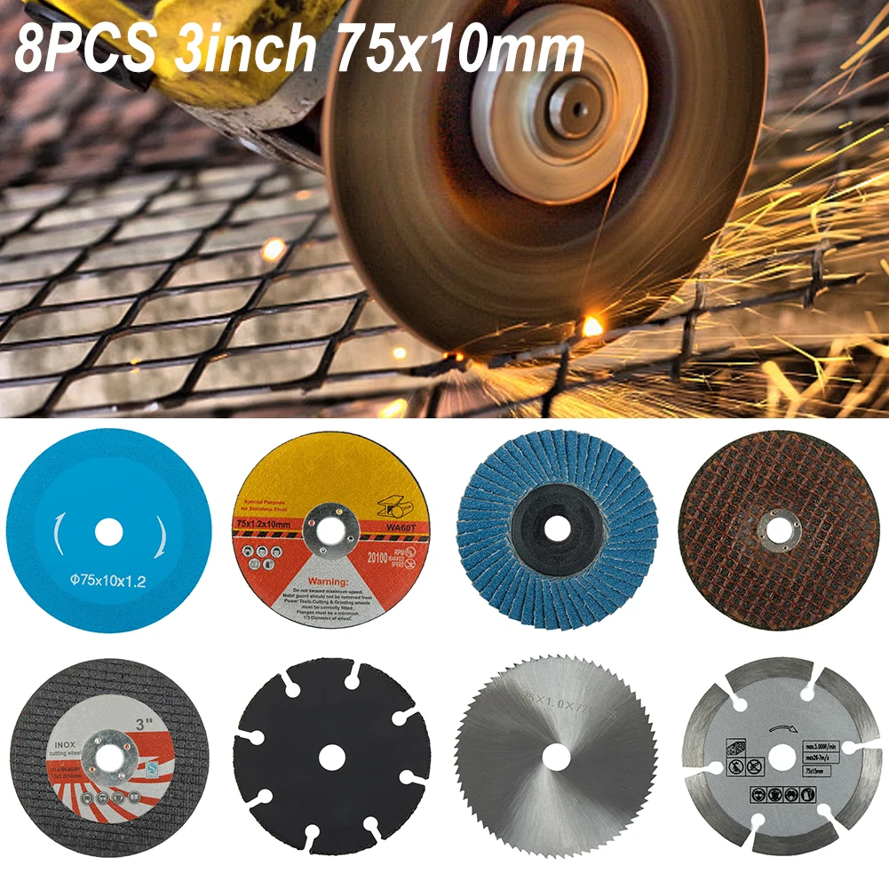 8pcs 75mm Cutting Disc For Angle Grinder Metal Wood Circular Saw Blade Grinding Wheel Rotary Tools Attachment Tools Flat Flap
8pcs 75mm Cutting Disc For Angle Grinder Metal Wood Circular Saw Blade Grinding Wheel Rotary Tools Attachment Tools Flat Flap