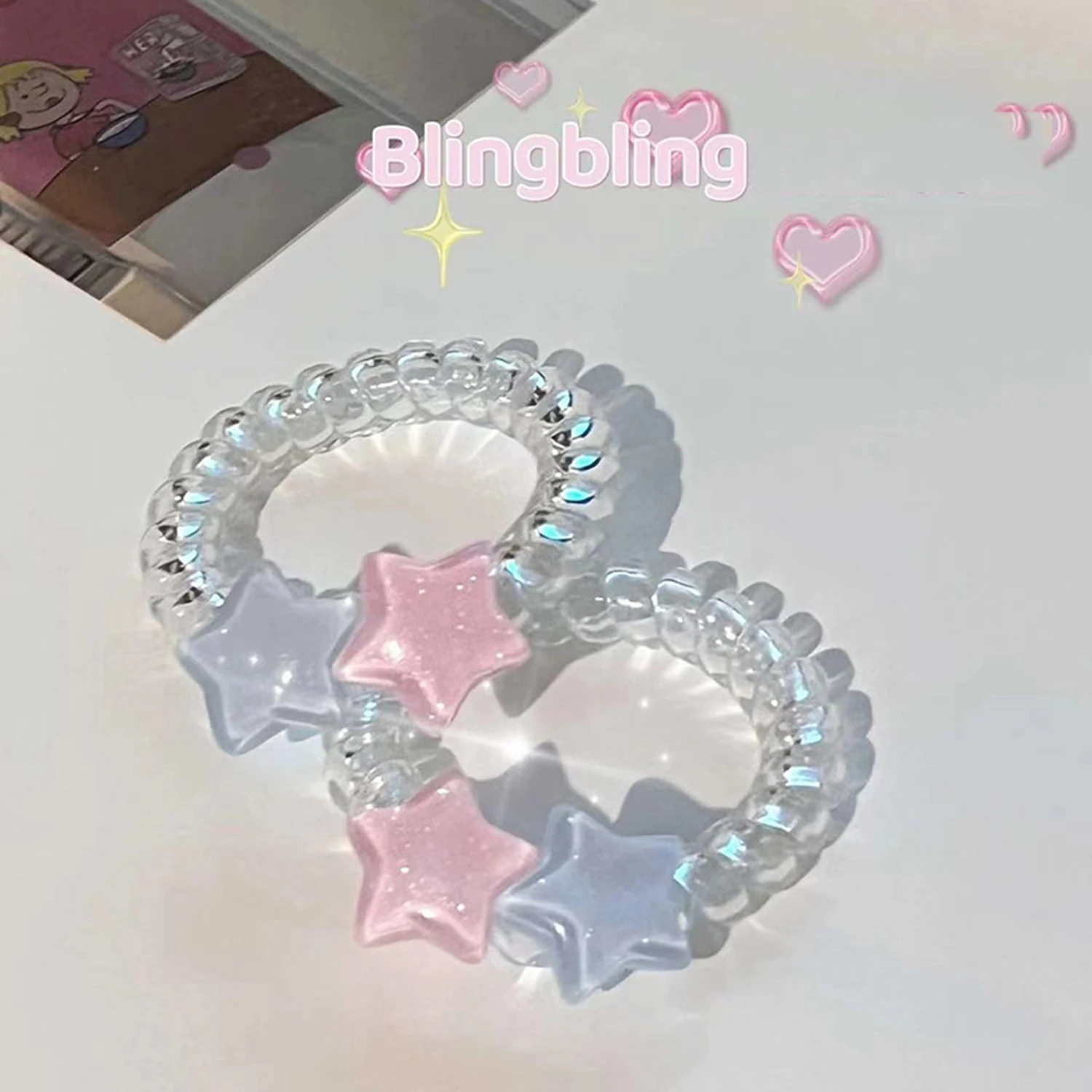 Elastic Star Hair Band Transparent Telephone Wire Hair Rings Girls Scrunchies Spiral Rubber Hair Ties Ponytail Headwear
Elastic Star Hair Band Transparent Telephone Wire Hair Rings Girls Scrunchies Spiral Rubber Hair Ties Ponytail Headwear