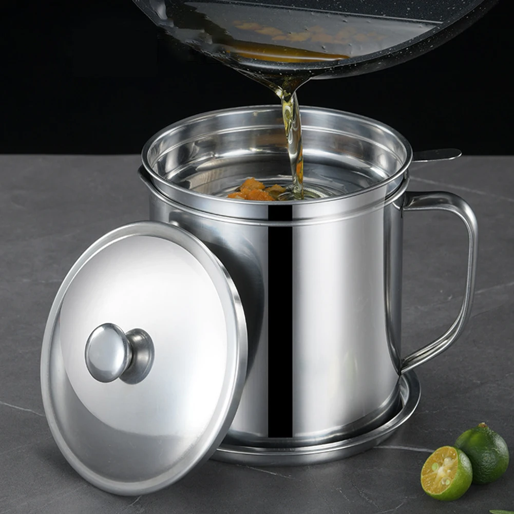 1.3L/1.8L Stainless Steel Oil Filter Pot Cooking Soup Grease Strainer Separator Pot Oil Strainer Container Kitchen Supplies
1.3L/1.8L Stainless Steel Oil Filter Pot Cooking Soup Grease Strainer Separator Pot Oil Strainer Container Kitchen Supplies
