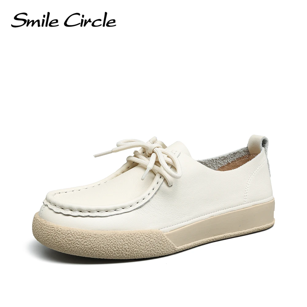 Smile Circle Кожаные женские лоферы с круглым носком на шнуровке Плоскости Модная и универсальная повседневная женская обувь
Smile Circle Кожаные женские лоферы с круглым носком на шнуровке Плоскости Модная и универсальная повседневная женская обувь