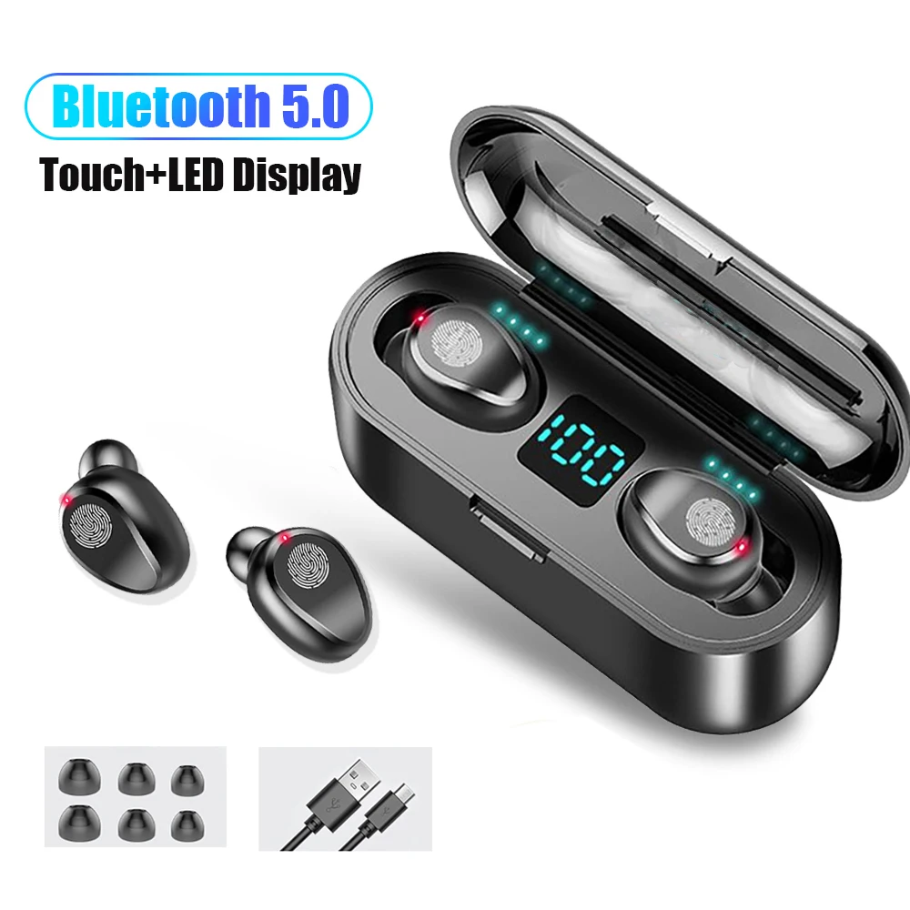 F9 TWS Ture Wireless Headphones Bluetooth Headset Sports Headsets in-ear Earbuds Noise Cancelling Touch Control Support IOS Andr
F9 TWS Ture Wireless Headphones Bluetooth Headset Sports Headsets in-ear Earbuds Noise Cancelling Touch Control Support IOS Andr