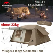 Naturehike Village 13 Glamping Tent Double Layer Automatic Cabin Tent for 4 People Family Outdoor Camping Beach Waterproof 13㎡