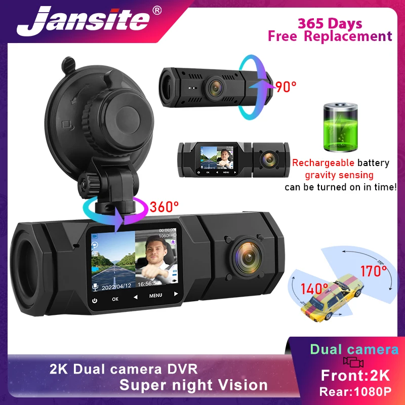 Видеорегистратор Jansite 2K, 2 камеры, передняя и задняя 1080P, автономный аккумулятор, G sense, USB
Видеорегистратор Jansite 2K, 2 камеры, передняя и задняя 1080P, автономный аккумулятор, G sense, USB