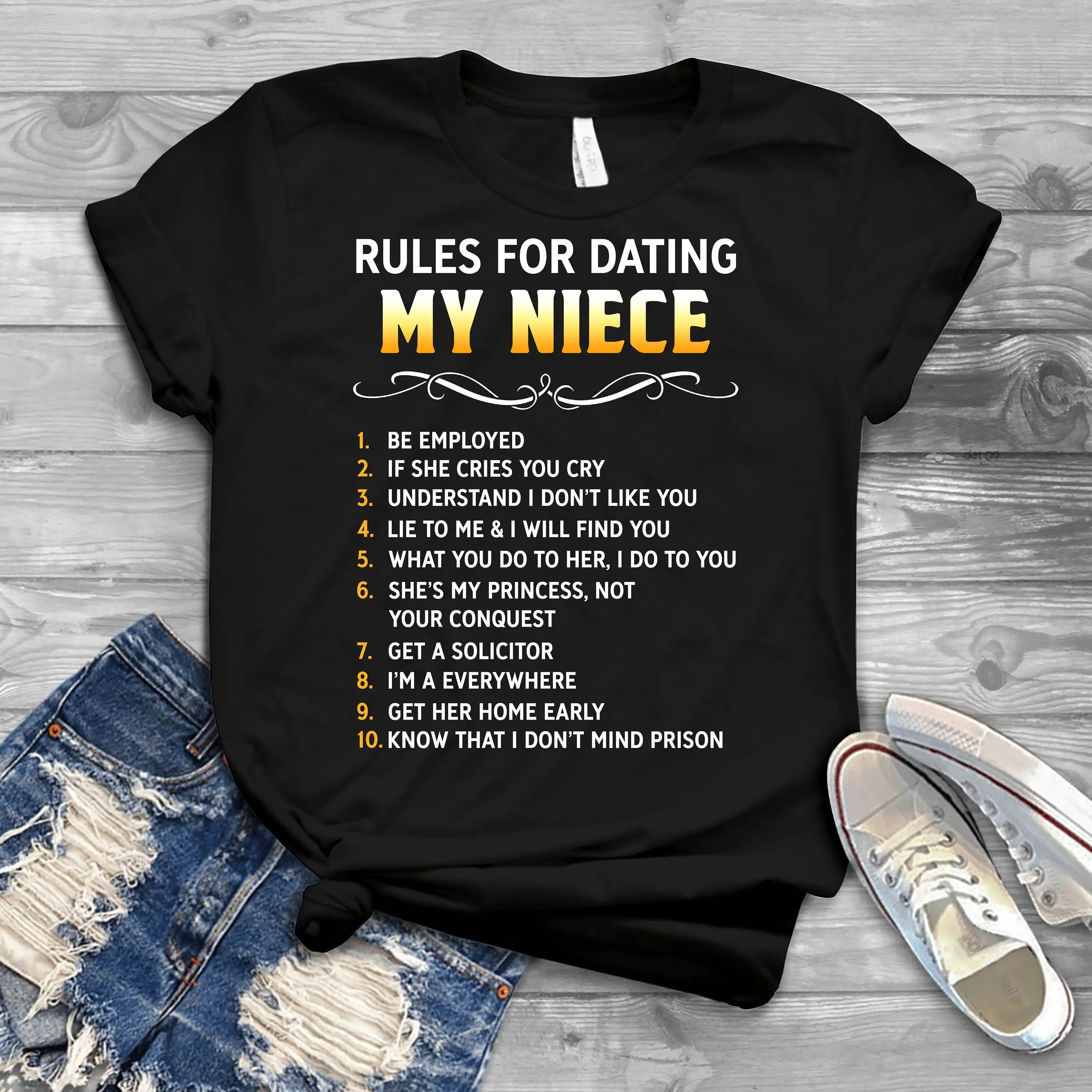 Rules For Dating My Niece - Family Shirts Men Woman Birthday T Shirts Summer Tops Beach T Shirts Couples Shirts Xs-5Xl Unisex
Rules For Dating My Niece - Family Shirts Men Woman Birthday T Shirts Summer Tops Beach T Shirts Couples Shirts Xs-5Xl Unisex