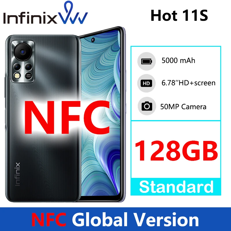 

Global Version Infinix HOT 11S NFC 4GB 64GB 6.78" FHD Punching Display Smartphone Helio G88 50MP AI Rear Camera 5000mAh Battery