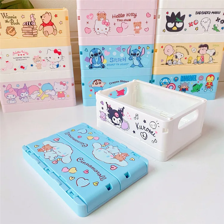 

Sanrio Hellokitty Mymelody Kuromi Kawaii японский мультфильм труба складной ящик для хранения милые канцелярские принадлежности мелочи Настольный ящик