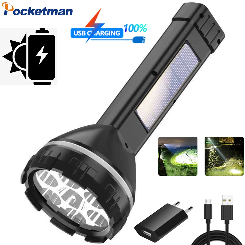 Solar Charging Flashlight Multifunctional Outdoor Long Range Flashlights USB Rechargeable Flashlight Waterproof Torch
Solar Charging Flashlight Multifunctional Outdoor Long Range Flashlights USB Rechargeable Flashlight Waterproof Torch
