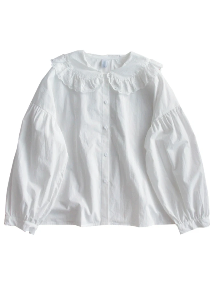 Women Cotton Top and Blouses Peter Pan Collar Ruffles Lantern Sleeve White Blouse 2021 Summer Sweet Girls Shirt MERRY PRETTY
Women Cotton Top and Blouses Peter Pan Collar Ruffles Lantern Sleeve White Blouse 2021 Summer Sweet Girls Shirt MERRY PRETTY