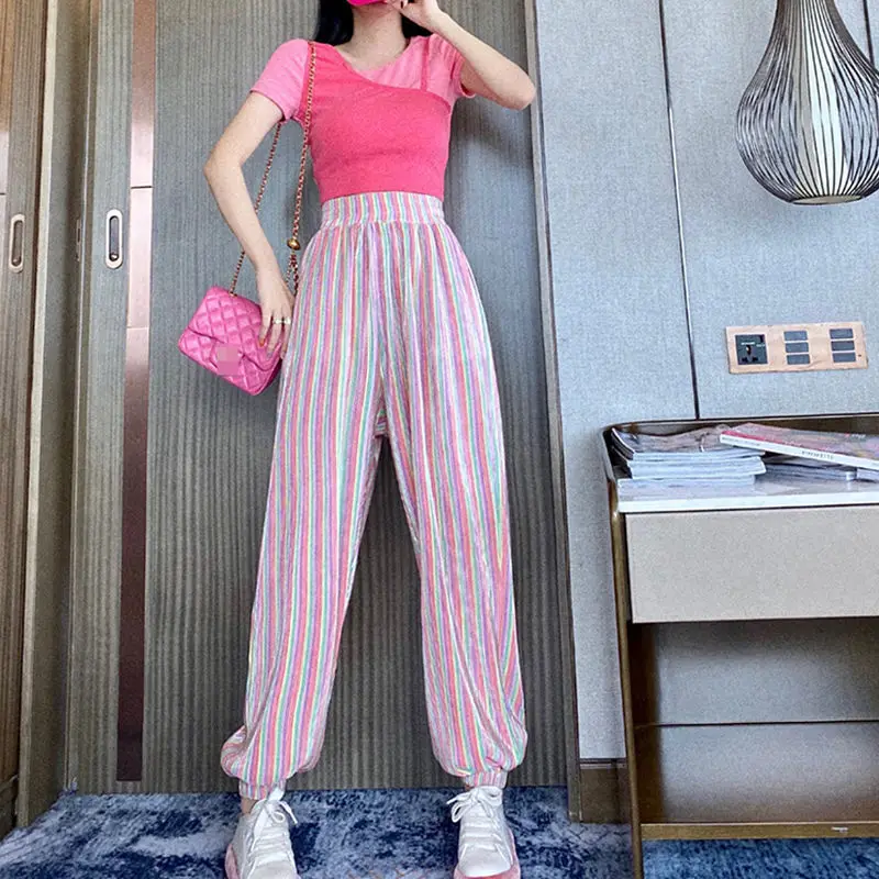 2022 Women Summer New Fashion Pleated Harem Pants Female Loose Wide Leg Pants Ladies High Waist Casual Striped Trousers P147
2022 Women Summer New Fashion Pleated Harem Pants Female Loose Wide Leg Pants Ladies High Waist Casual Striped Trousers P147