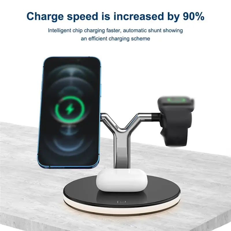 3 in 1 Magnetic Wireless Charger Stand For iPhone 12 13 Mini Pro Max/Apple Watch 15W Fast Charging Dock Station For Airpods Pro
3 in 1 Magnetic Wireless Charger Stand For iPhone 12 13 Mini Pro Max/Apple Watch 15W Fast Charging Dock Station For Airpods Pro