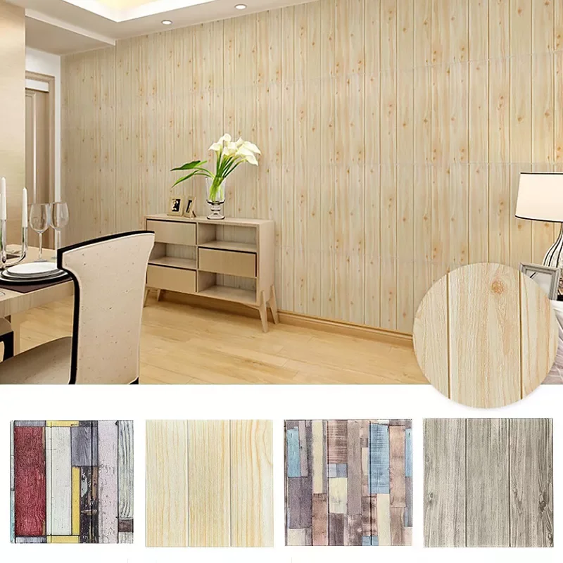 

Self adhesive Waterproof Wood Grain Wallpapers TV Background Living Room Wallpaper Mural Bedroom Decorative 3D Wall Sticker