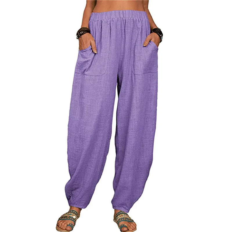 Women Harem Pants Casual Vintage Cotton Linen Pants Elastic Waist Wide Leg Retro Loose Pockets Female Mom Trousers
Women Harem Pants Casual Vintage Cotton Linen Pants Elastic Waist Wide Leg Retro Loose Pockets Female Mom Trousers