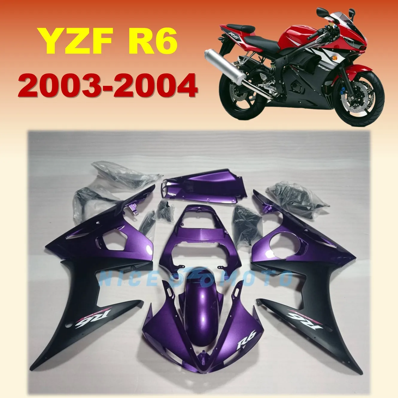 Подходит для YAMAHA YZF-R6 2003 2004 года YZFR6 YZF R6 03 04 обтекатели из АБС-пластика мотоцикла