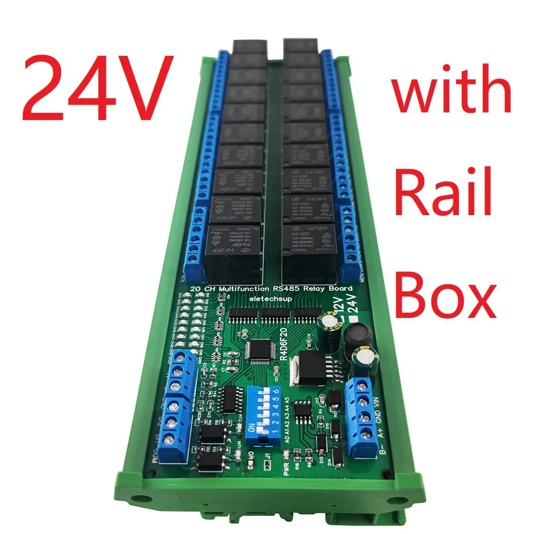 RS485 Relay Board DC 12V 24V 20Ch 20DO 2DI 2AI PLC IO Multifunction Expanding Module Modbus RTU 4-20MA 0-10V Relay Module
RS485 Relay Board DC 12V 24V 20Ch 20DO 2DI 2AI PLC IO Multifunction Expanding Module Modbus RTU 4-20MA 0-10V Relay Module