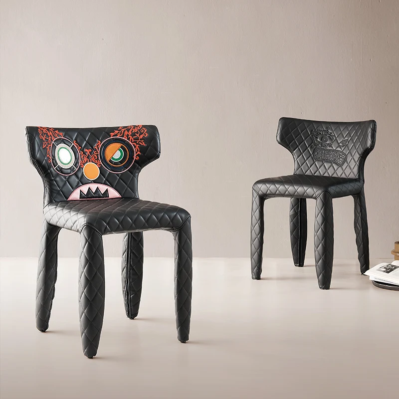 

Итальянское минималистичное седло кожаное жесткое кожаное обеденное кресло легкое роскошное маленькое семейное современное простое крес...