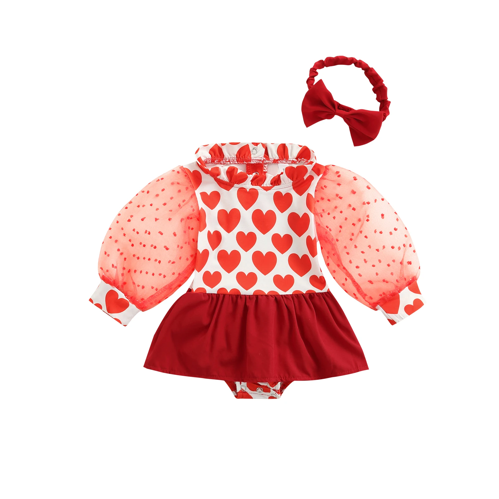 Fashion 2Pcs Baby Girls Outfit Love Heart Print Stand-Collar Long Sleeve Snaps Romper + Hairband For Toddlers 0-12 Months
Fashion 2Pcs Baby Girls Outfit Love Heart Print Stand-Collar Long Sleeve Snaps Romper + Hairband For Toddlers 0-12 Months