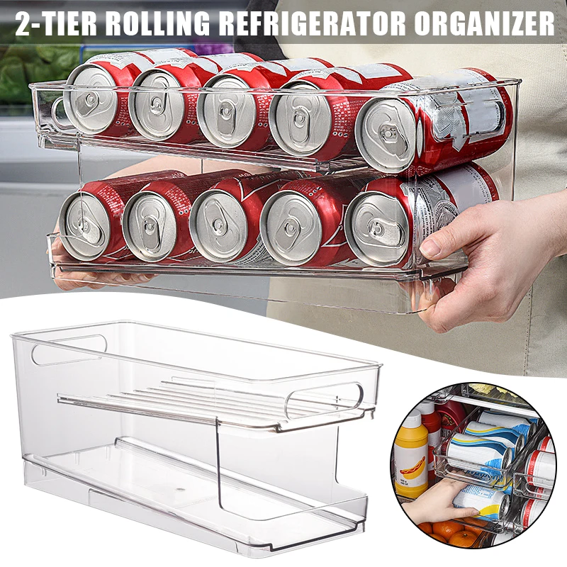 Refrigerator Storage Box Space-saving 2-Tier Rolling Organizer Bins Drink Soda Can Box Home Refrigerator Accessories
Refrigerator Storage Box Space-saving 2-Tier Rolling Organizer Bins Drink Soda Can Box Home Refrigerator Accessories