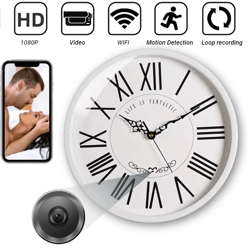 Wall Clock Cam 1080P Full HD Mini Camera WIFI Nanny Cam Roman Clock Camera Motion Detection Home Security Support Remote Viewing
Wall Clock Cam 1080P Full HD Mini Camera WIFI Nanny Cam Roman Clock Camera Motion Detection Home Security Support Remote Viewing