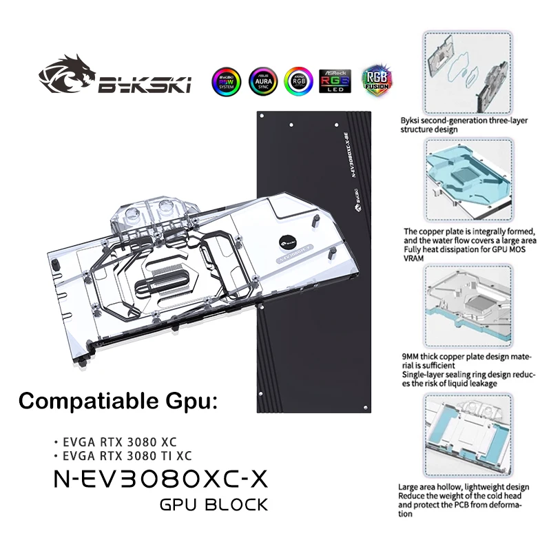 Bykski GPU Water Block For EVGA RTX 3080 XC Graphics card,With Backplate Copper Cooling Radiator,12V/5V M/B SYNC N-EV3080XC-X
Bykski GPU Water Block For EVGA RTX 3080 XC Graphics card,With Backplate Copper Cooling Radiator,12V/5V M/B SYNC N-EV3080XC-X