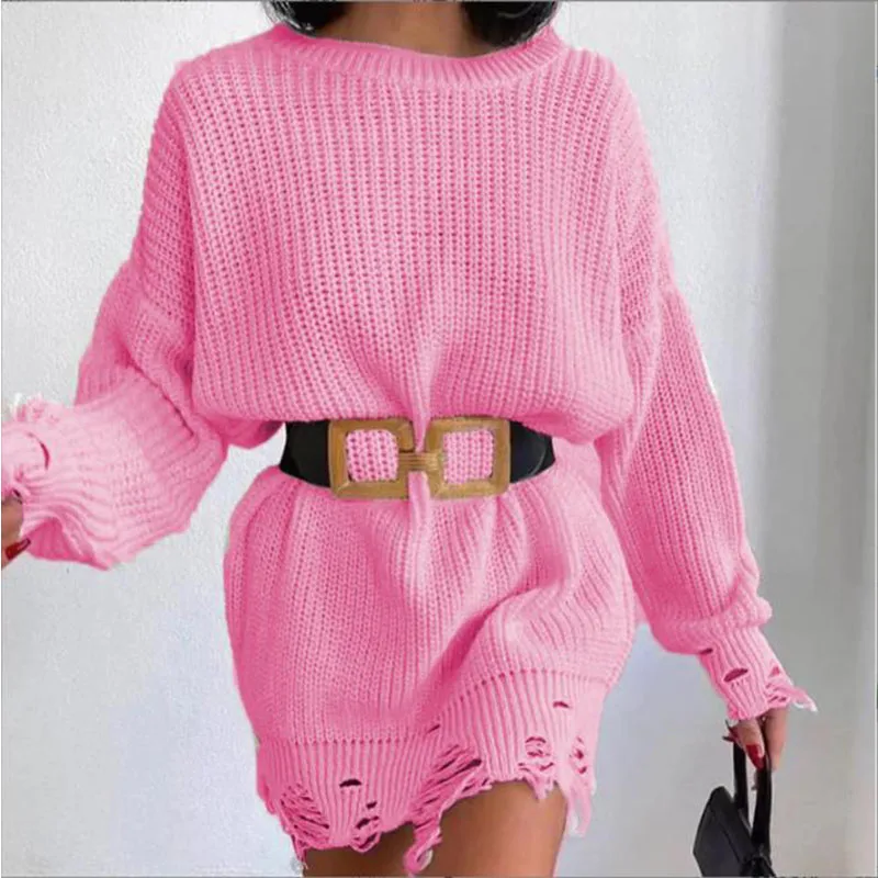 2022 Autumn Winter Fashion O Neck Women's Knitti Sweater Causal Loose Solid Long Sleeve Hole Lady Sexy Mini Package Hip Sweater
2022 Autumn Winter Fashion O Neck Women's Knitti Sweater Causal Loose Solid Long Sleeve Hole Lady Sexy Mini Package Hip Sweater