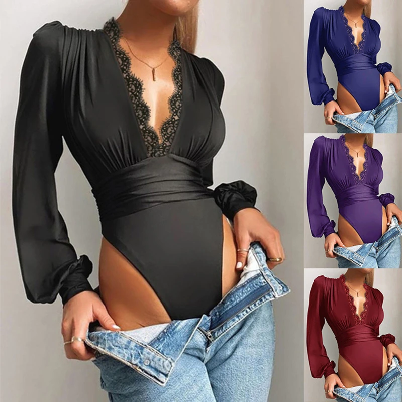 2023 Summer Autumn Female Bodysuit Deep V-Neck Long Sleeve Playsuits Low-Cut Sexy Romper For Women Black/Red/Blue
2023 Summer Autumn Female Bodysuit Deep V-Neck Long Sleeve Playsuits Low-Cut Sexy Romper For Women Black/Red/Blue