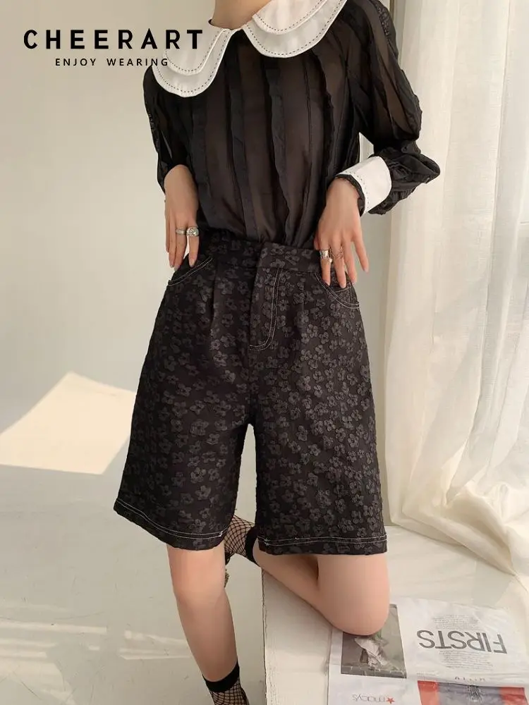 CHEERART Jacquard Black Shorts Suits Summer 2022 Womens Fashion Bottoms Designer High Waisted Shorts Pants Korean Fashion
CHEERART Jacquard Black Shorts Suits Summer 2022 Womens Fashion Bottoms Designer High Waisted Shorts Pants Korean Fashion