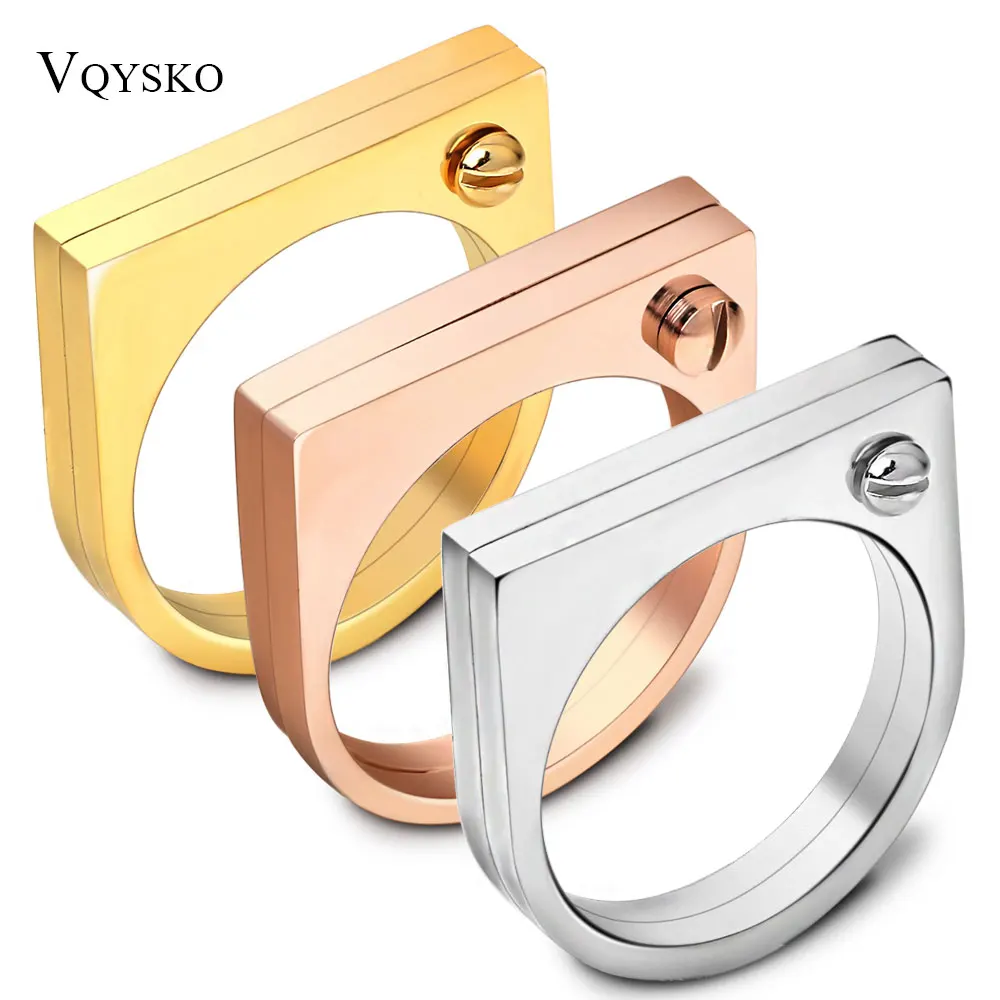 Fashion Flat Shackle Tag Ring punk Screw Finger Ring Rose Gold Color Rings For Women Titanium Steel Ring Jewelry Wholesale
Fashion Flat Shackle Tag Ring punk Screw Finger Ring Rose Gold Color Rings For Women Titanium Steel Ring Jewelry Wholesale