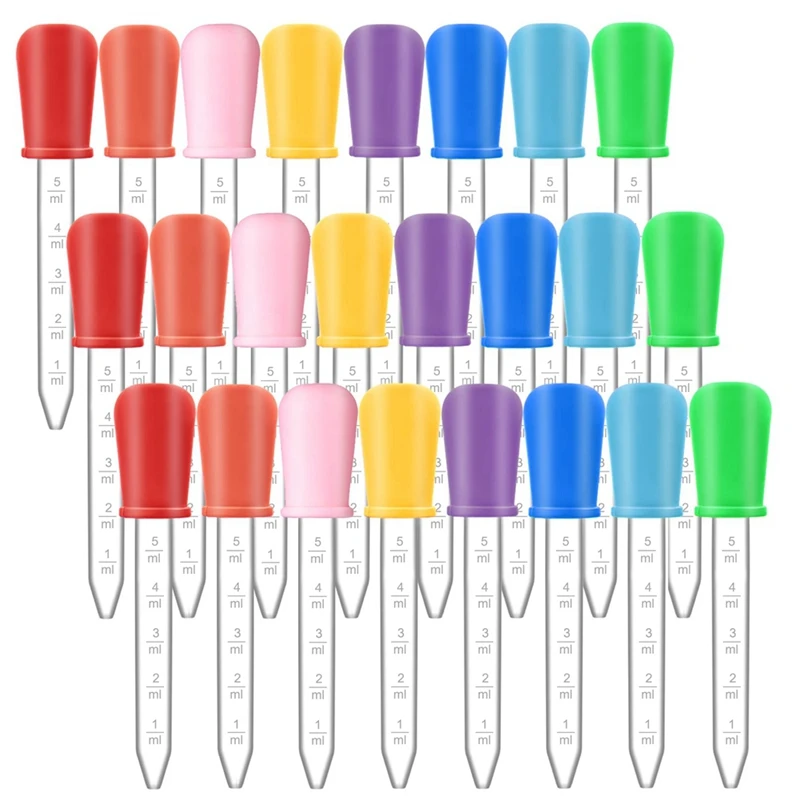 24 Pack Liquid Droppers 5Ml Silicone And Plastic Clear Medicine Eye Dropper With Bulb Tip For Kids Crafts Mold ,8 Colors
24 Pack Liquid Droppers 5Ml Silicone And Plastic Clear Medicine Eye Dropper With Bulb Tip For Kids Crafts Mold ,8 Colors