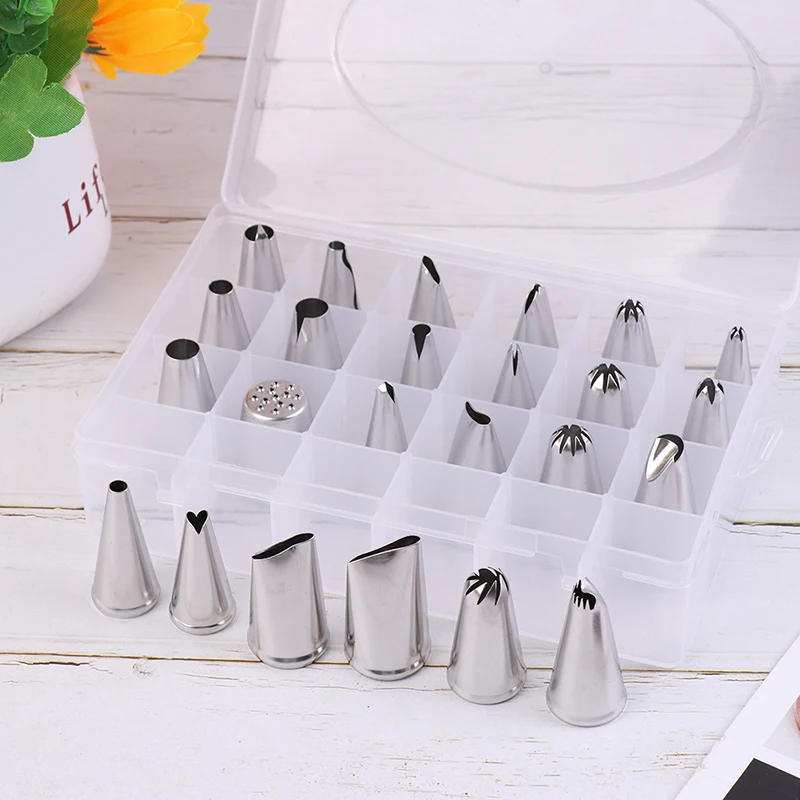 24 Flower Nozzles Metal Cake Cream Decoration Set Pastry Tools 304 Stainless Steel Nozzle Tool Set
24 Flower Nozzles Metal Cake Cream Decoration Set Pastry Tools 304 Stainless Steel Nozzle Tool Set