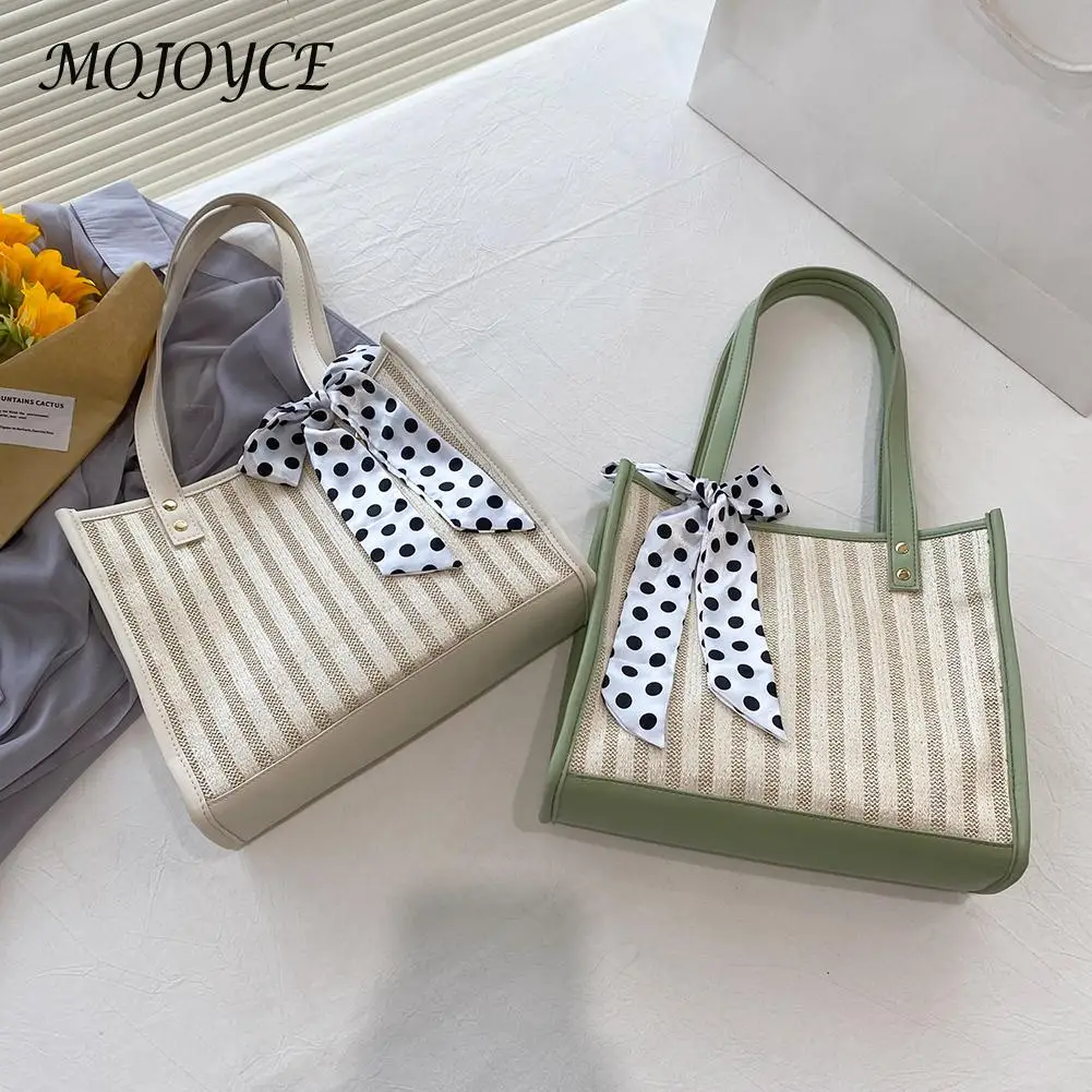 Casual Shopping Bag with Silk Scarf Leisure Large-capacity Portable Shoulder Bag Woven Shopping Handbag Women Totes Handbag
Casual Shopping Bag with Silk Scarf Leisure Large-capacity Portable Shoulder Bag Woven Shopping Handbag Women Totes Handbag