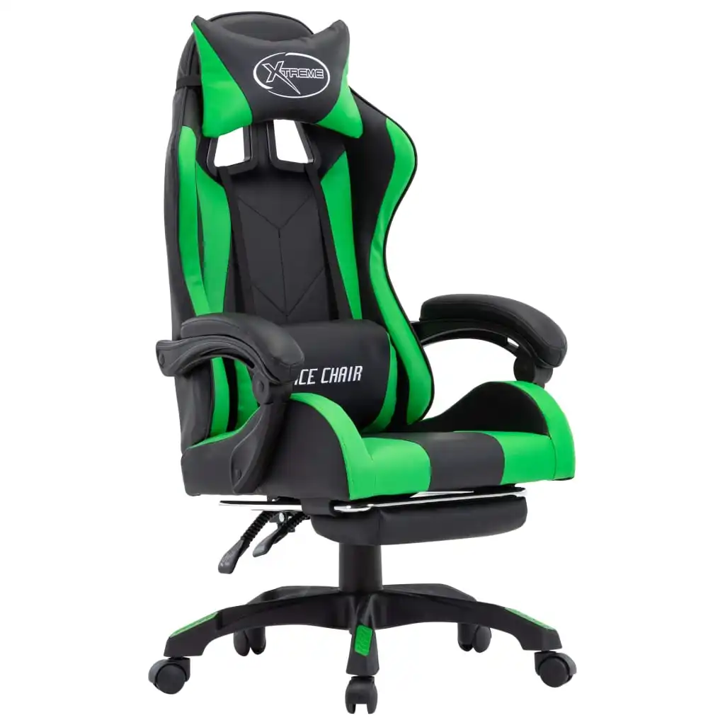 Office chairs chair for video games with footrest green and black flimeled leather
Office chairs chair for video games with footrest green and black flimeled leather