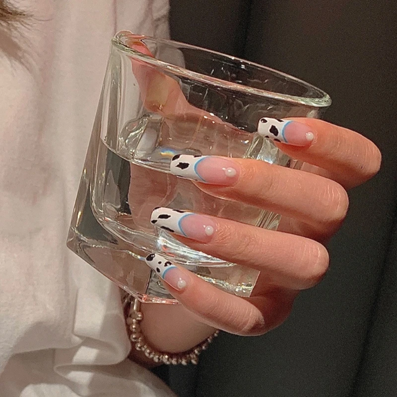 24 Pieces Presson Coffin False Nails Set Solid Color Long Nude Cow Pattern Full Cover Ballet Pearls Fake Nails with Glue uñas
24 Pieces Presson Coffin False Nails Set Solid Color Long Nude Cow Pattern Full Cover Ballet Pearls Fake Nails with Glue uñas