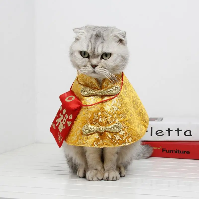 

Pet Cat Dog Chinese Style Clothes Spring Festival Cape Neck Red Envelope Christmas Day New Year Collar Bow Tie Costume Products