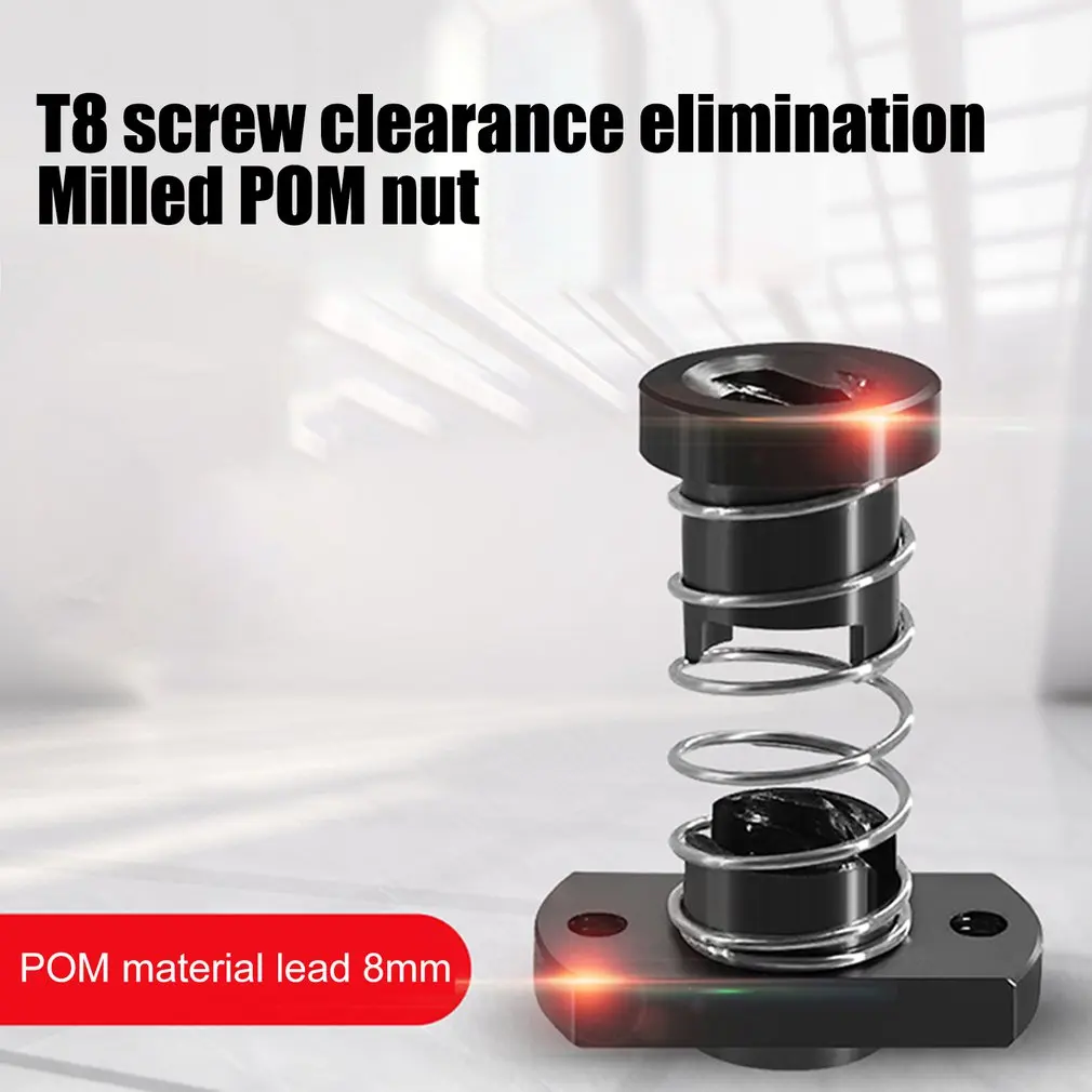 T8 anti-backlash lead screw POM nut, used to upgrade for Ender 3 CR-10 / Tornado/clone 3D printer anti-backlash spring nut
T8 anti-backlash lead screw POM nut, used to upgrade for Ender 3 CR-10 / Tornado/clone 3D printer anti-backlash spring nut