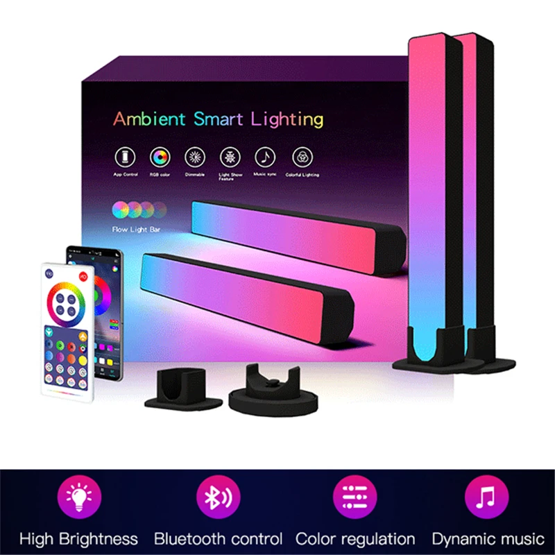RGB умный светодиодный светильник Bluetooth Настольный фон атмосферсветильник музыка синхронизация ТВ настенный компьютер спальня ночник окруж...
RGB умный светодиодный светильник Bluetooth Настольный фон атмосферсветильник музыка синхронизация ТВ настенный компьютер спальня ночник окруж...