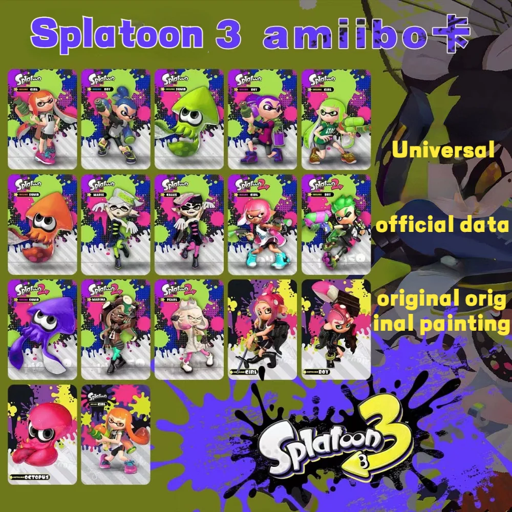 Универсальная карточка амиибо Splatoon 2, полный комплект, 17 шт., 1-3, карточка для переключателя, игровой костюм, реквизит, связанная NFC карта, карт...
Универсальная карточка амиибо Splatoon 2, полный комплект, 17 шт., 1-3, карточка для переключателя, игровой костюм, реквизит, связанная NFC карта, карт...