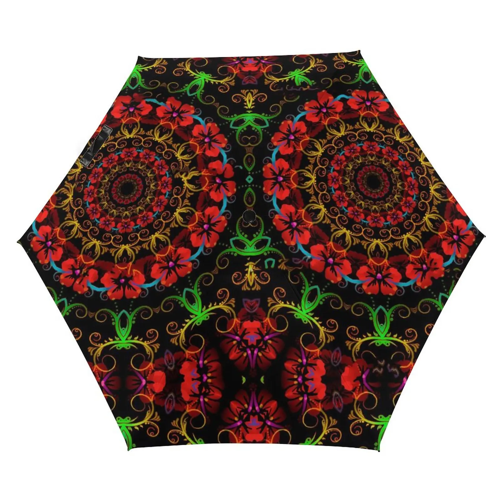 Flower Power 5 Fold 6 Ribs Umbrella Fractal Hibiscus Print Wind Resistant Pocket Umbrella Black Coat Umbrellas for Male Female
Flower Power 5 Fold 6 Ribs Umbrella Fractal Hibiscus Print Wind Resistant Pocket Umbrella Black Coat Umbrellas for Male Female