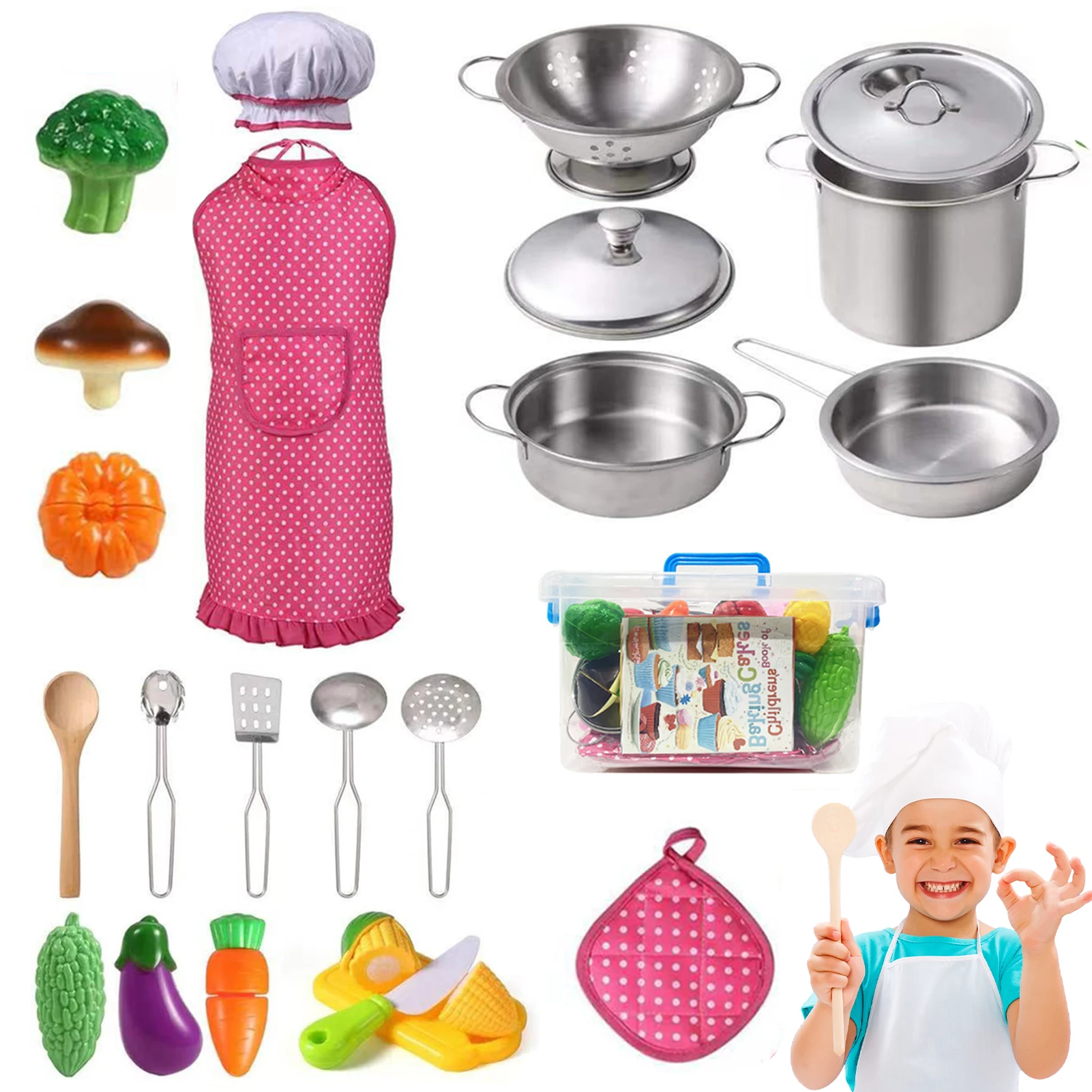 Play Kitchen Accessories 24 Pieces Kitchen Pretend Play Cooking Toys Includes Pots And Pans Set Chef Hat Utensils Cooking Toys
Play Kitchen Accessories 24 Pieces Kitchen Pretend Play Cooking Toys Includes Pots And Pans Set Chef Hat Utensils Cooking Toys