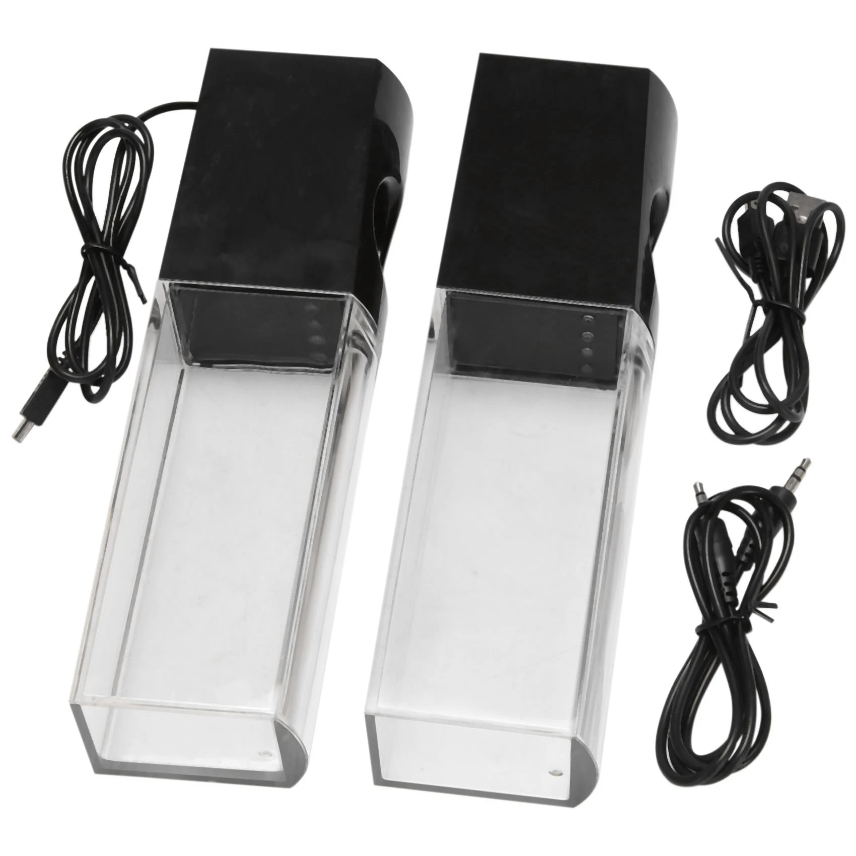 

2PCS LED Light Speakers Dancing Water Music Fountain Light for PC Laptop for Phone Portable Desk Stereo Speaker Black
