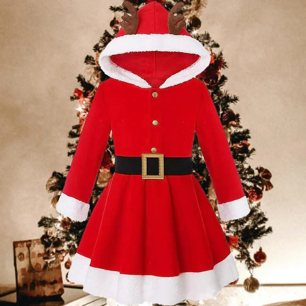 Christmas Dress with Belt Fashionable Christmas Costume for Women Girls Festive Elk Antlers Hooded Dress with Belt for Cosplay 
Christmas Dress with Belt Fashionable Christmas Costume for Women Girls Festive Elk Antlers Hooded Dress with Belt for Cosplay