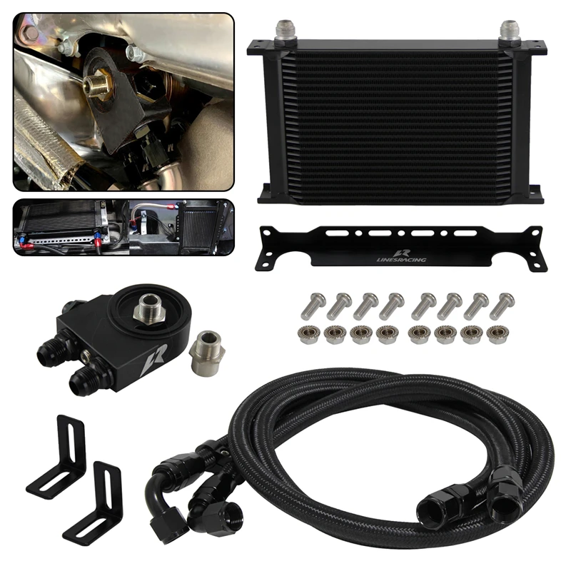 Oil Cooler Kit Universal AN10 25 Row Thermostatic 85±0.5°+Mounting Brackets Kit Black Aluminum
Oil Cooler Kit Universal AN10 25 Row Thermostatic 85±0.5°+Mounting Brackets Kit Black Aluminum
