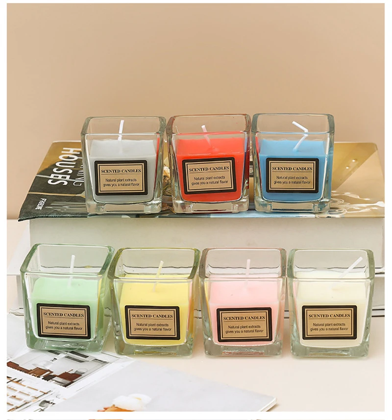 2 Pieces Fruity Aromatic Candle Candy-colored Scented Candle Glass Square Cup Candle Bedroom Home Scented Decoration
2 Pieces Fruity Aromatic Candle Candy-colored Scented Candle Glass Square Cup Candle Bedroom Home Scented Decoration