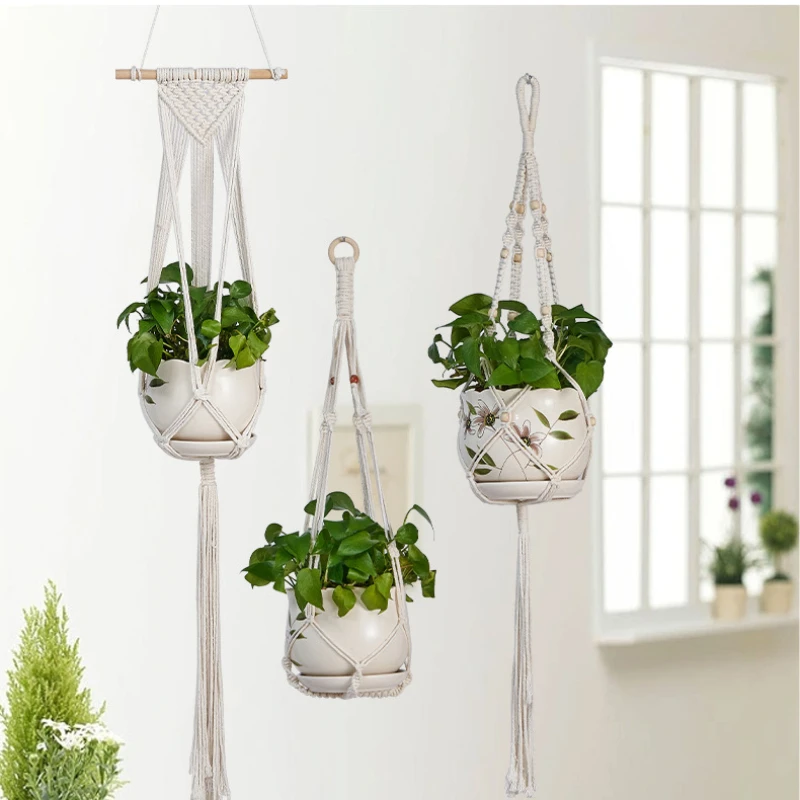 Handmade Macrame Plant Hanging Basket Garden Balcony Pots Holder Macrame Wall Hanging Decoration Knotted Lifting Rope Home Decor
Handmade Macrame Plant Hanging Basket Garden Balcony Pots Holder Macrame Wall Hanging Decoration Knotted Lifting Rope Home Decor