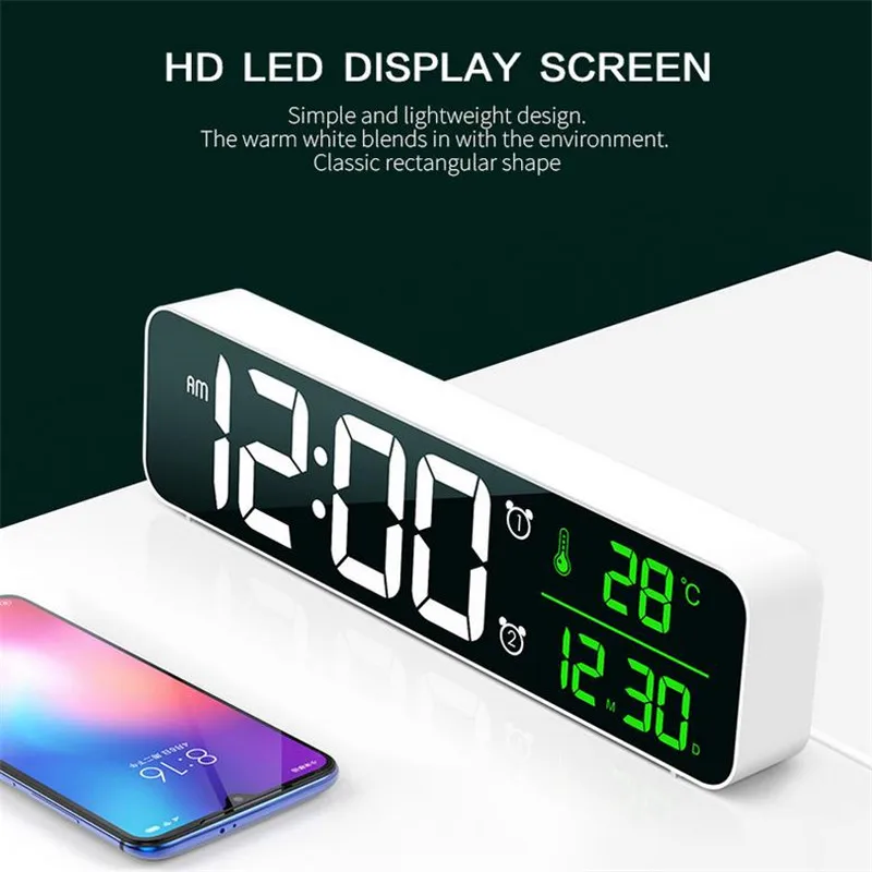 2400mAh Music LED Digital Alarm Clock Temperature Date Display Desktop Mirror Clocks Home Table Decoration Voice Control 20
2400mAh Music LED Digital Alarm Clock Temperature Date Display Desktop Mirror Clocks Home Table Decoration Voice Control 20