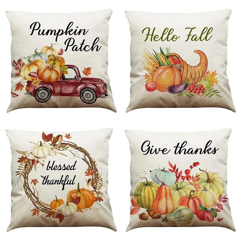 Fall Pillow Covers 18 X 18 Inch, Farmhouse Theme Autumn Pillowcase Throw Pillow Covers Set Of 4 For Home Decor Promotion
Fall Pillow Covers 18 X 18 Inch, Farmhouse Theme Autumn Pillowcase Throw Pillow Covers Set Of 4 For Home Decor Promotion