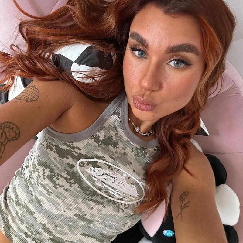 Y2k Streetwear Fashion Sleeveless Crop Tops Camouflage Print Ribbed Tank Top Woman Tees Summer Clothes 2023 C69-AG10
Y2k Streetwear Fashion Sleeveless Crop Tops Camouflage Print Ribbed Tank Top Woman Tees Summer Clothes 2023 C69-AG10