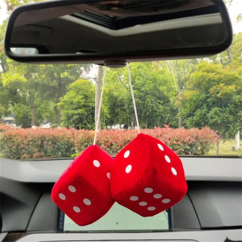 

1 Pair Plush Dices Multicolor Cube Car Hanging Pendant Rearview Mirrors Styling Interior Ornaments Home Decoration Velvet Dice