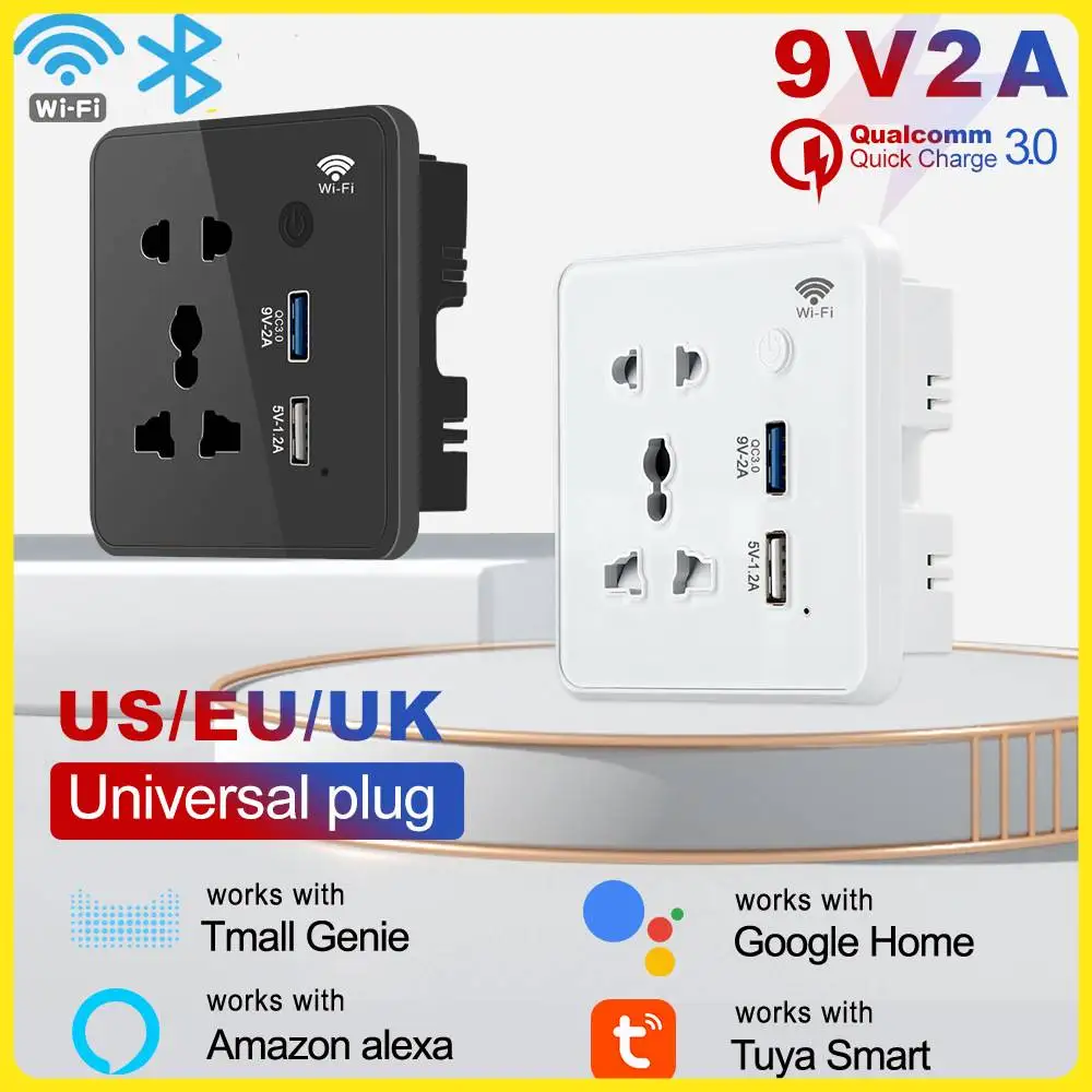 Tuya Wifi Smart Socket US EU UK Plug Universal Quick Fast Charger 3.0 USB Charging Timing App Electrical For Alexa Google Home
Tuya Wifi Smart Socket US EU UK Plug Universal Quick Fast Charger 3.0 USB Charging Timing App Electrical For Alexa Google Home