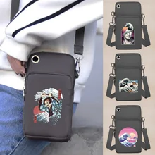 Women Mobile Phone Bag Arm Pack Coin Purse Shoulder Bags Wave Print Card Holder Apple/Huawei/Samsung Universal Cell Phone Packet